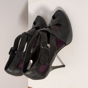 Steven By Steve Madden Demetra Black Leather Heel